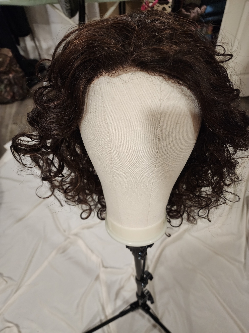Natural Dark Brown Short Curly Wig with Soft Volume - Women’s Hairstyle Futura
